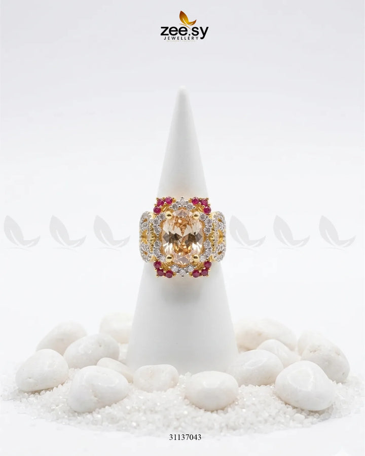 Sparkling Oval Stone Zircon Ring Finger Ring - Zeesy Jewellery Pakistan | Premium Artificial & Imitation Jewellery