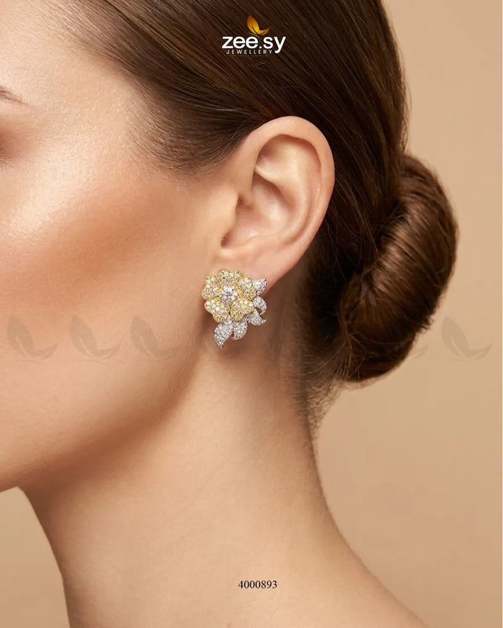 Sparkling American Diamond Earrings - Golden Earrings - Zeesy Jewellery Pakistan | Premium Artificial & Imitation Jewellery