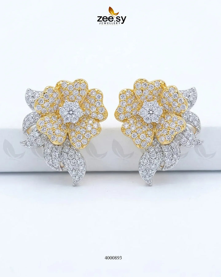 Sparkling American Diamond Earrings - Golden Earrings - Zeesy Jewellery Pakistan | Premium Artificial & Imitation Jewellery