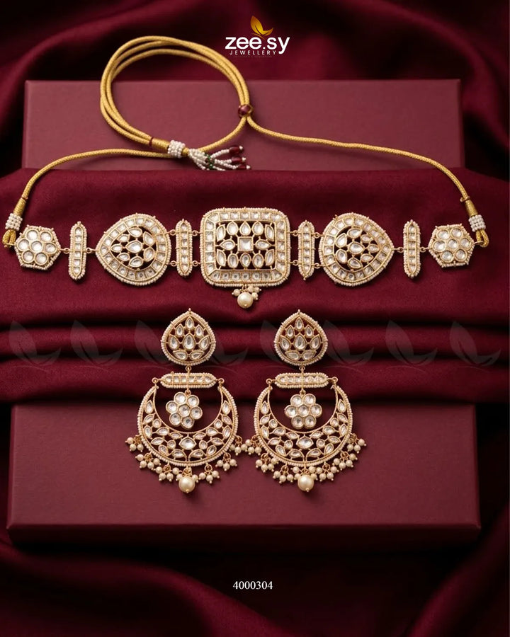 Square Medallion Kundan Choker Set