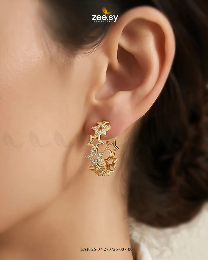 Stacked Star Zirconia Hoop Earrings Finger Ring - Zeesy Jewellery Pakistan | Premium Artificial & Imitation Jewellery