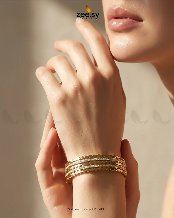 Stacked Textured Zirconia Cuff Bracelet