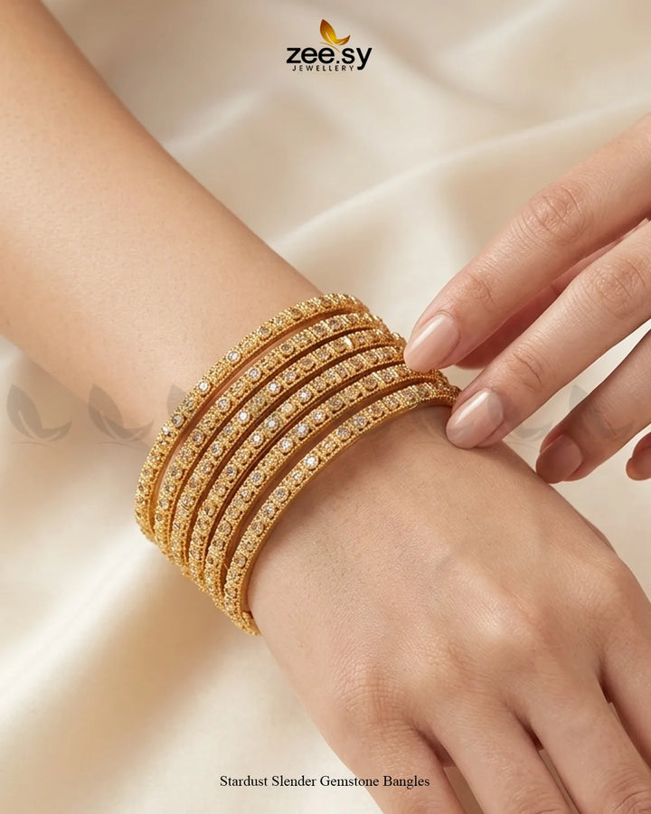 Stardust Slender Gemstone Bangles BANGLES - Zeesy Jewellery Pakistan | Premium Artificial & Imitation Jewellery
