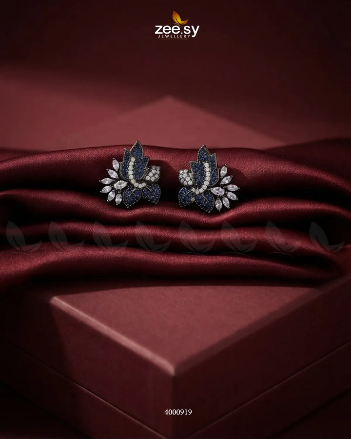 Starlight Floral Zircon Earrings - Metallic