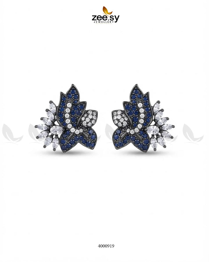 Starlight Floral Zircon Earrings - Metallic