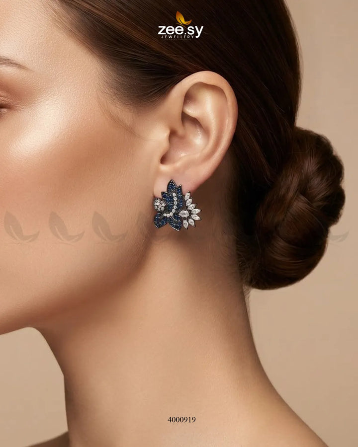 Starlight Floral Zircon Earrings - Metallic