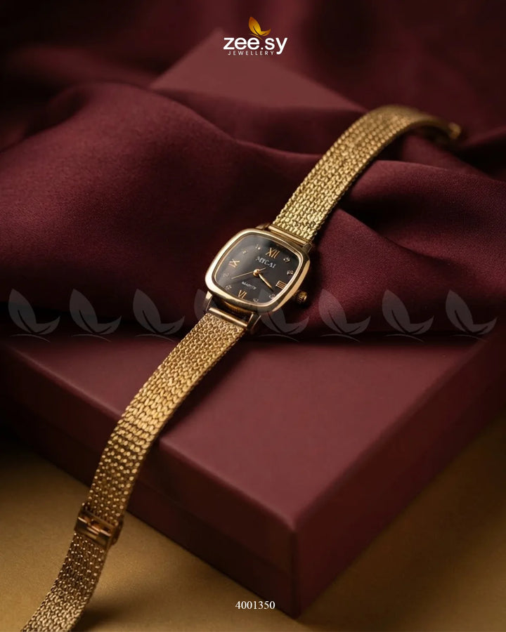 Starry Mesh Link Watch Golden Black ACCESSORIES - Zeesy Jewellery Pakistan | Premium Artificial & Imitation Jewellery