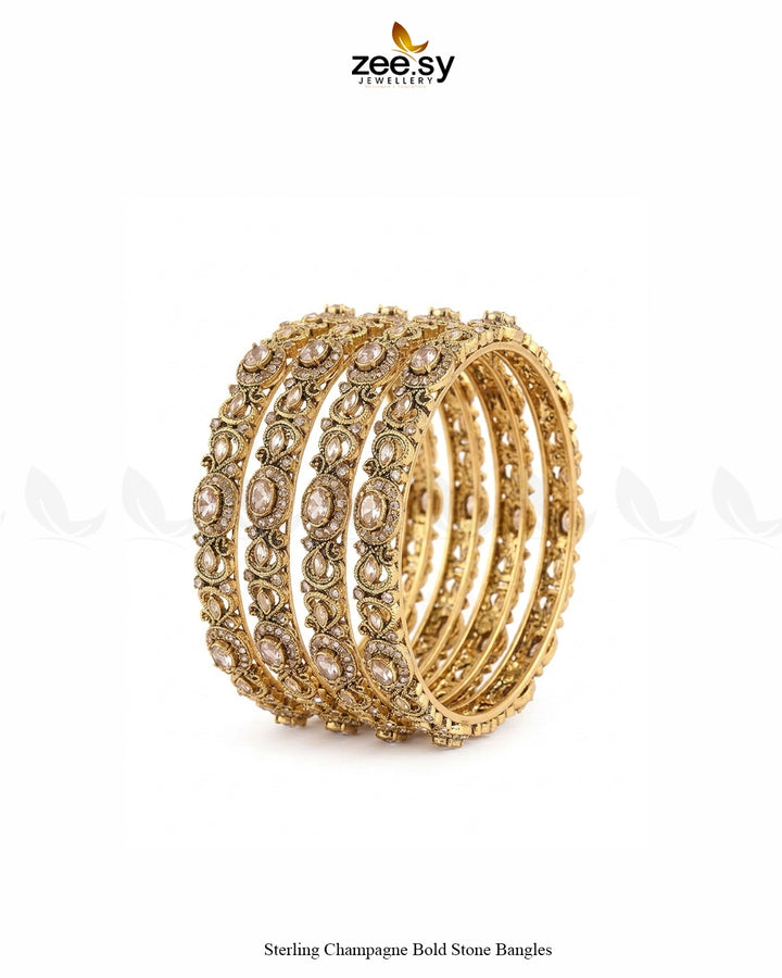 Sterling Champagne Bold Stone Bangles BANGLES - Zeesy Jewellery Pakistan | Premium Artificial & Imitation Jewellery