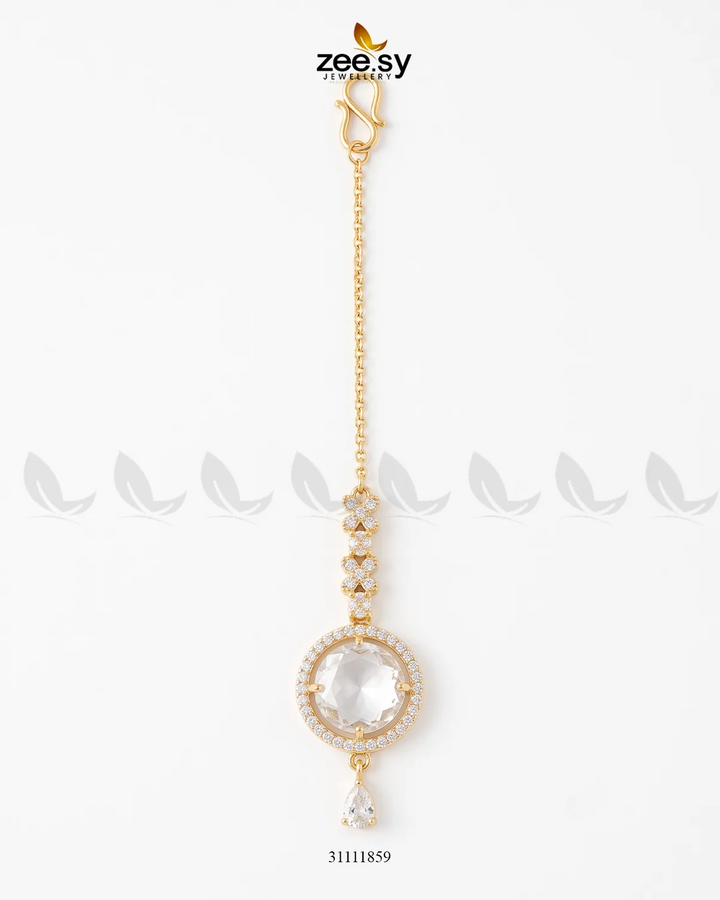White Talia Bindiya by RHS09 featuring intricate design, perfect for traditional Indian occasions and festive wear.