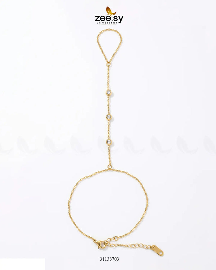 Triple Zirconia Hand Finger Bracelet Bracelet - Zeesy Jewellery Pakistan | Premium Artificial & Imitation Jewellery