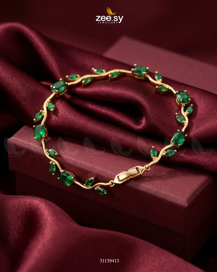 Tulip Cut Stones Floral Bracelet Finger Ring - Zeesy Jewellery Pakistan | Premium Artificial & Imitation Jewellery
