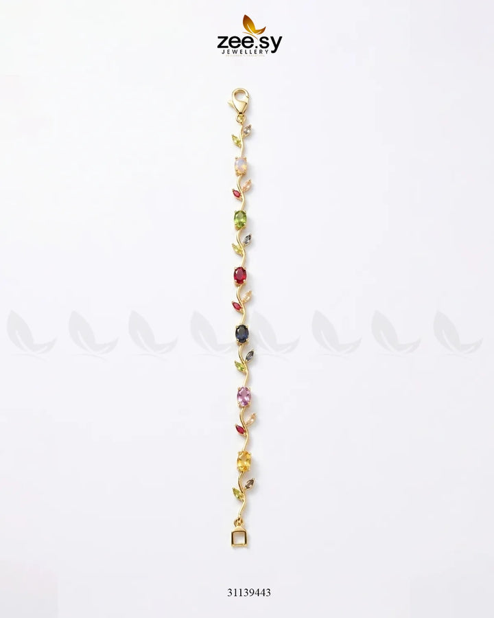 Tulip Cut Stones Floral Bracelet Finger Ring - Zeesy Jewellery Pakistan | Premium Artificial & Imitation Jewellery