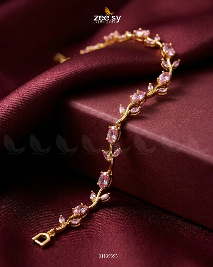 Tulip Cut Stones Floral Bracelet Finger Ring - Zeesy Jewellery Pakistan | Premium Artificial & Imitation Jewellery