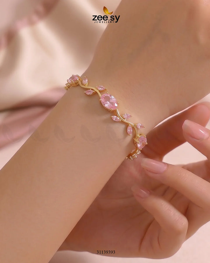 Tulip Cut Stones Floral Bracelet Finger Ring - Zeesy Jewellery Pakistan | Premium Artificial & Imitation Jewellery
