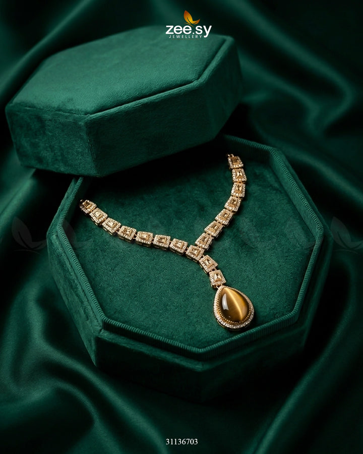 Victorian Bold Gemstone Necklace Set Necklace Sets - Zeesy Jewellery Pakistan | Premium Artificial & Imitation Jewellery