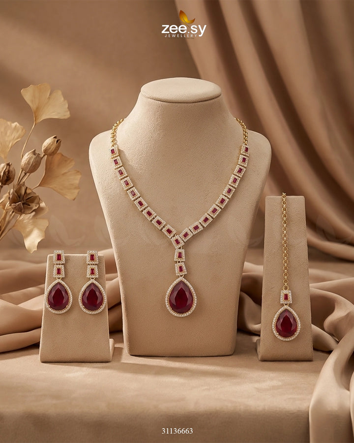 Victorian Bold Gemstone Necklace Set Necklace Sets - Zeesy Jewellery Pakistan | Premium Artificial & Imitation Jewellery