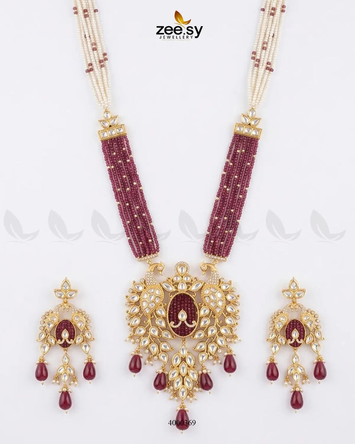 Warda Ornate Peacock Malla Set Malla Necklace - Zeesy Jewellery Pakistan | Premium Artificial & Imitation Jewellery