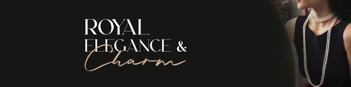 Luxury pearl necklace for women showcased in an elegant fashion banner