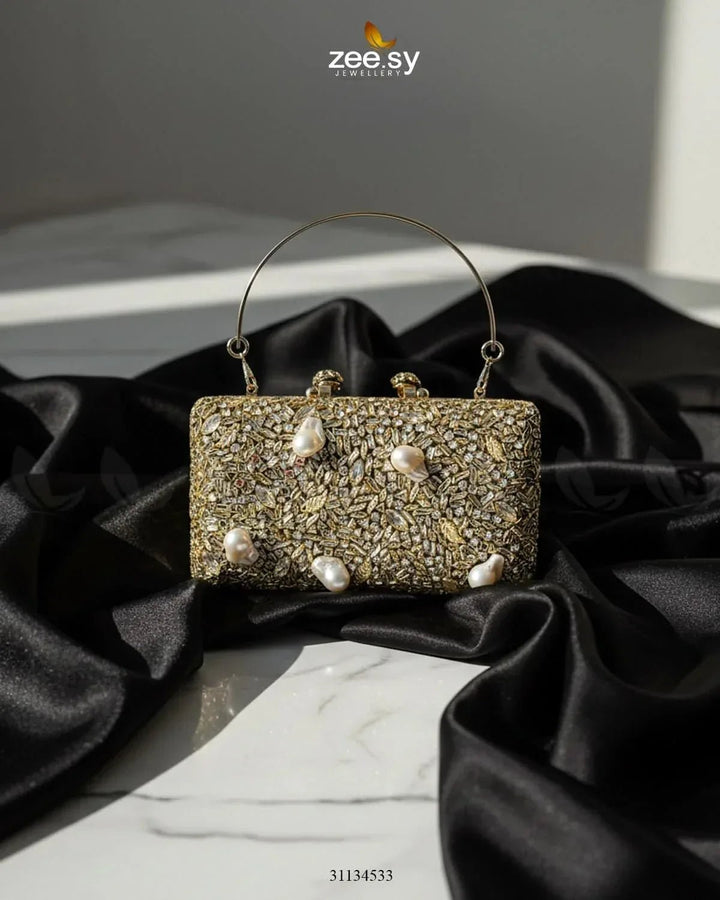 Floral Crystal Cocktail Clutch Bag ACCESSORIES - Zeesy Jewellery Pakistan | Premium Artificial & Imitation Jewellery