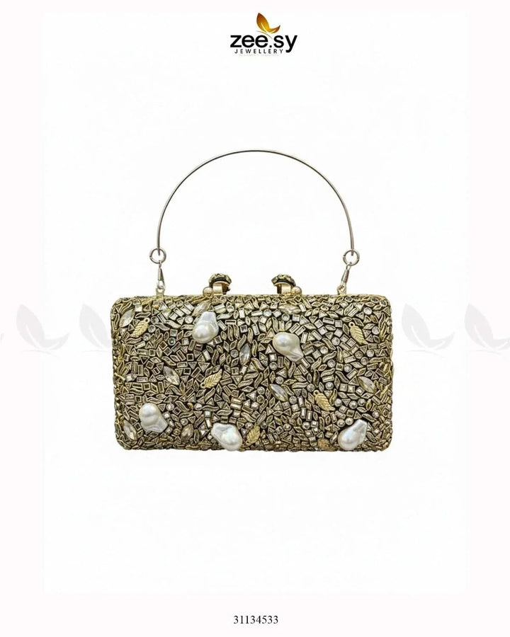 Floral Crystal Cocktail Clutch Bag ACCESSORIES - Zeesy Jewellery Pakistan | Premium Artificial & Imitation Jewellery