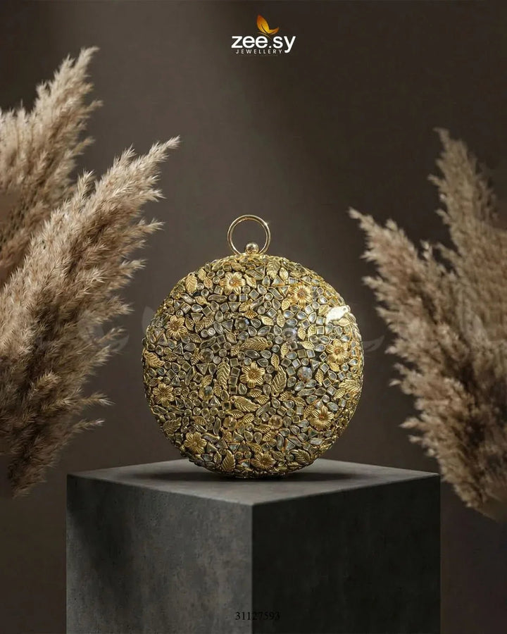 Mahogany Leaf Embellished Clutch Bag ACCESSORIES - Zeesy Jewellery Pakistan | Premium Artificial & Imitation Jewellery