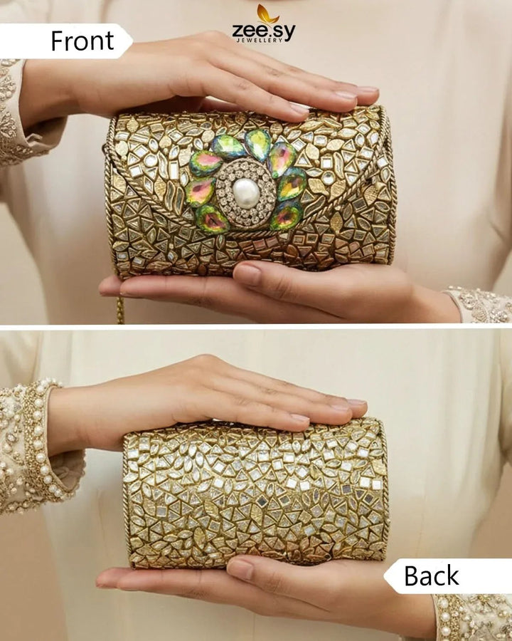 Moon Center Baroque Clutch Bag ACCESSORIES - Zeesy Jewellery Pakistan | Premium Artificial & Imitation Jewellery