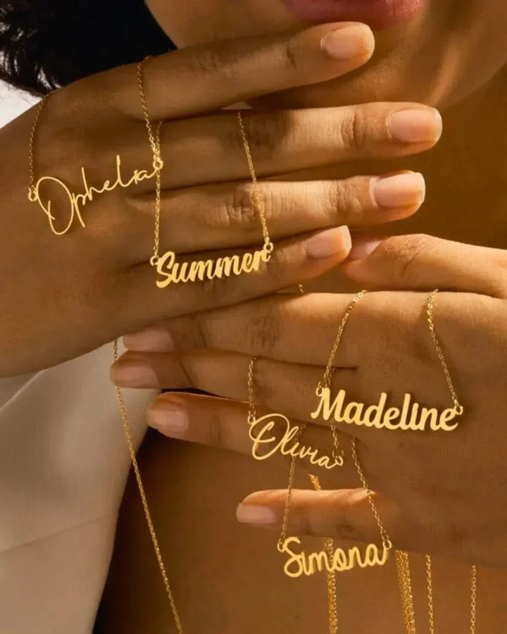 Personalized Name Necklace - Golden ACCESSORIES - Zeesy Jewellery Pakistan | Premium Artificial & Imitation Jewellery