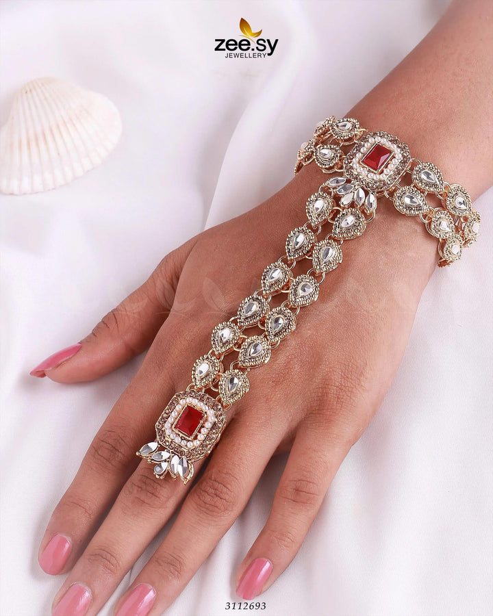 Exuberant Anja Bracelet Golden Red ACCESSORIES - Zeesy Jewellery Pakistan | Premium Artificial & Imitation Jewellery