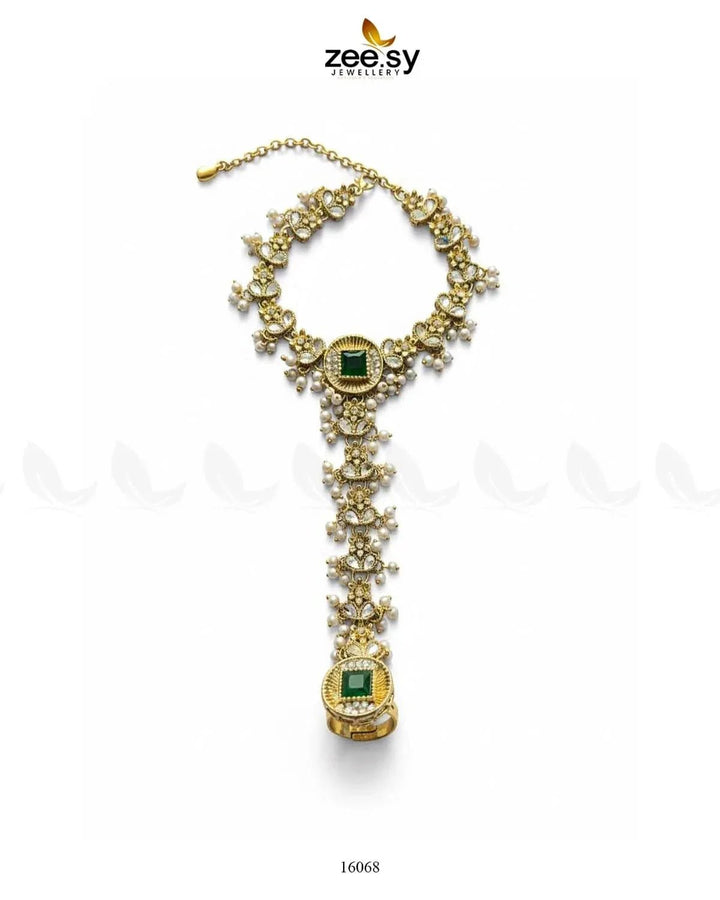 Majestic Azalea Hand Anja Accessories Golden Green ACCESSORIES - Zeesy Jewellery Pakistan | Premium Artificial & Imitation Jewellery