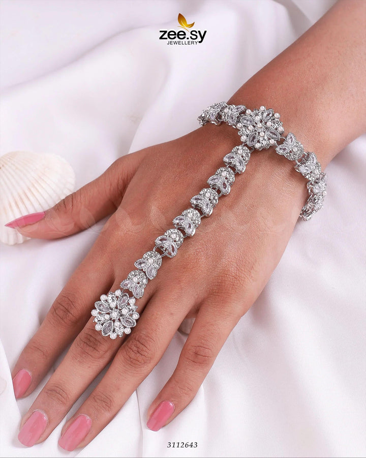 Bellflower Bracelet Silver White Anja - Zeesy Jewellery Pakistan | Premium Artificial & Imitation Jewellery