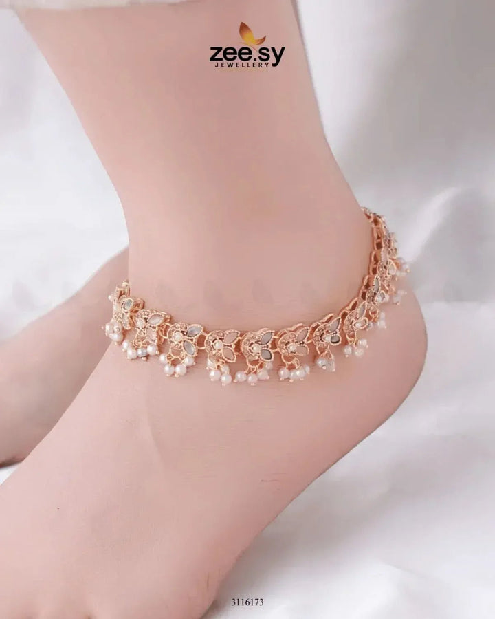 Nemesia Anklets Mint Pink & Green Anklets - Zeesy Jewellery Pakistan | Premium Artificial & Imitation Jewellery