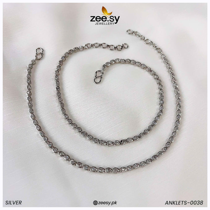 ANKLETS-0038 Silver Anklets - Zeesy Jewellery Pakistan | Premium Artificial & Imitation Jewellery