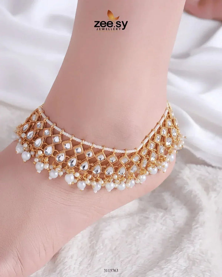 Tanzanite Anklet Golden White Anklets - Zeesy Jewellery Pakistan | Premium Artificial & Imitation Jewellery