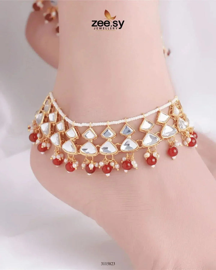 Minisha Anklets Red Anklets - Zeesy Jewellery Pakistan | Premium Artificial & Imitation Jewellery