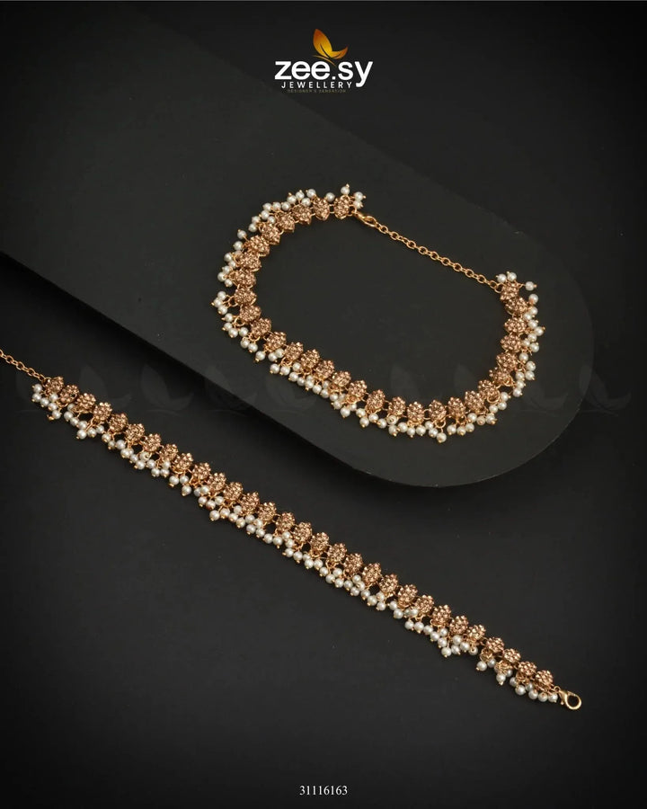 Zephyr Delicate Shimmer Anklets Champagne Anklets - Zeesy Jewellery Pakistan | Premium Artificial & Imitation Jewellery