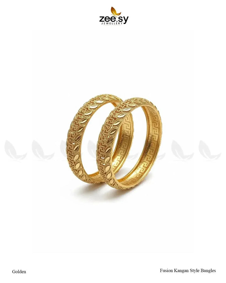 Fusion Kangan Style Bangles - Golden BANGLES - Zeesy Jewellery Pakistan | Premium Artificial & Imitation Jewellery