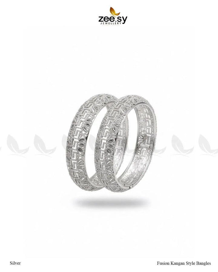 Fusion Kangan Style Bangles - Silver BANGLES - Zeesy Jewellery Pakistan | Premium Artificial & Imitation Jewellery