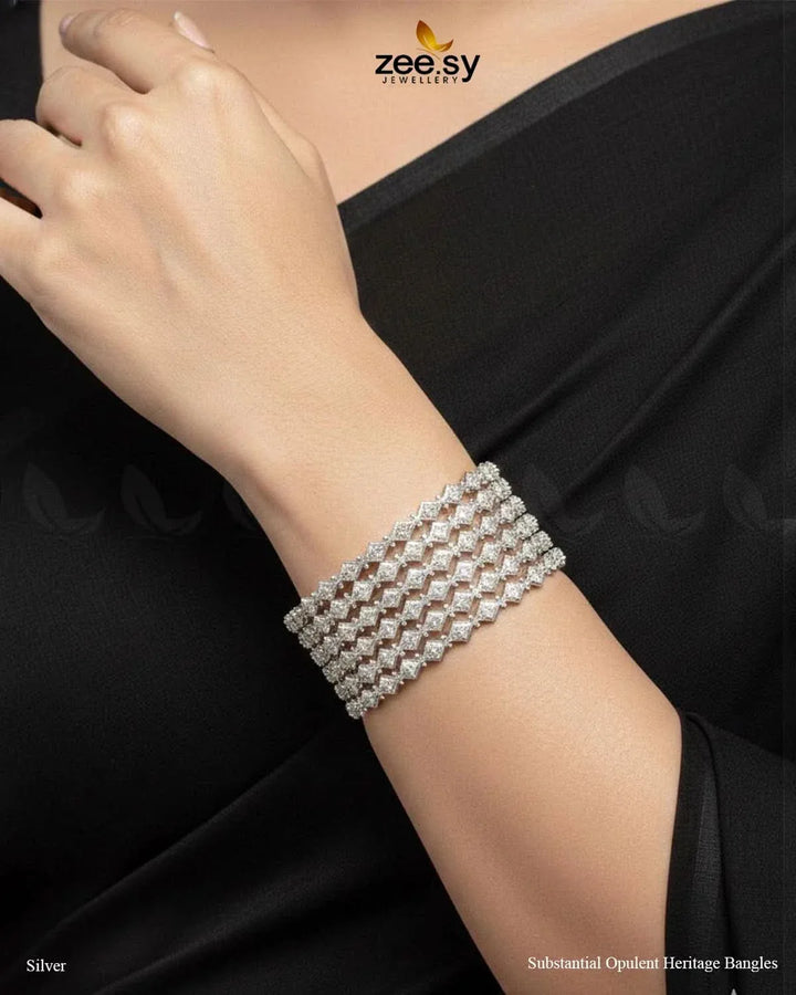 Substantial Opulent Heritage Bangles - Silver BANGLES - Zeesy Jewellery Pakistan | Premium Artificial & Imitation Jewellery