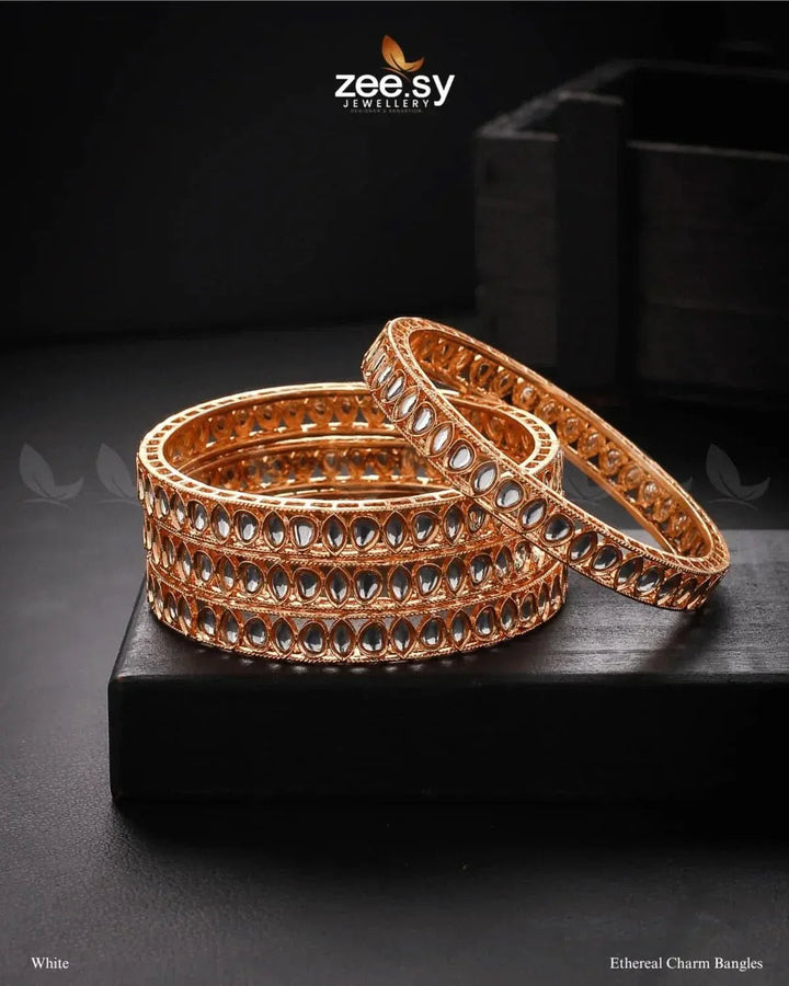 Ethereal Charm Bangles White Bangles - Zeesy Jewellery Pakistan | Premium Artificial & Imitation Jewellery