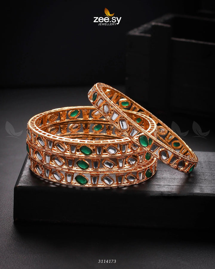Rihanna Bangles Green 2*4 Bangles - Zeesy Jewellery Pakistan | Premium Artificial & Imitation Jewellery