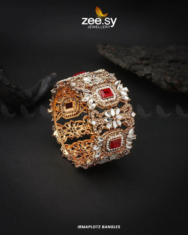 Irmaplotz Bangles Golden Red Bangles - Zeesy Jewellery Pakistan | Premium Artificial & Imitation Jewellery