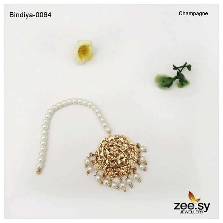Shaahi Gulnaar Pearl Bindiya Champagne bindiya - Zeesy Jewellery Pakistan | Premium Artificial & Imitation Jewellery