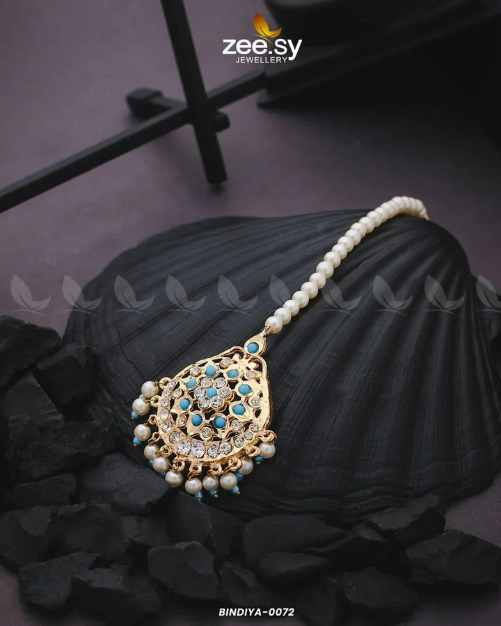 Shaahi Gulnaar Pearl drop Bindiya Feroza bindiya - Zeesy Jewellery Pakistan | Premium Artificial & Imitation Jewellery