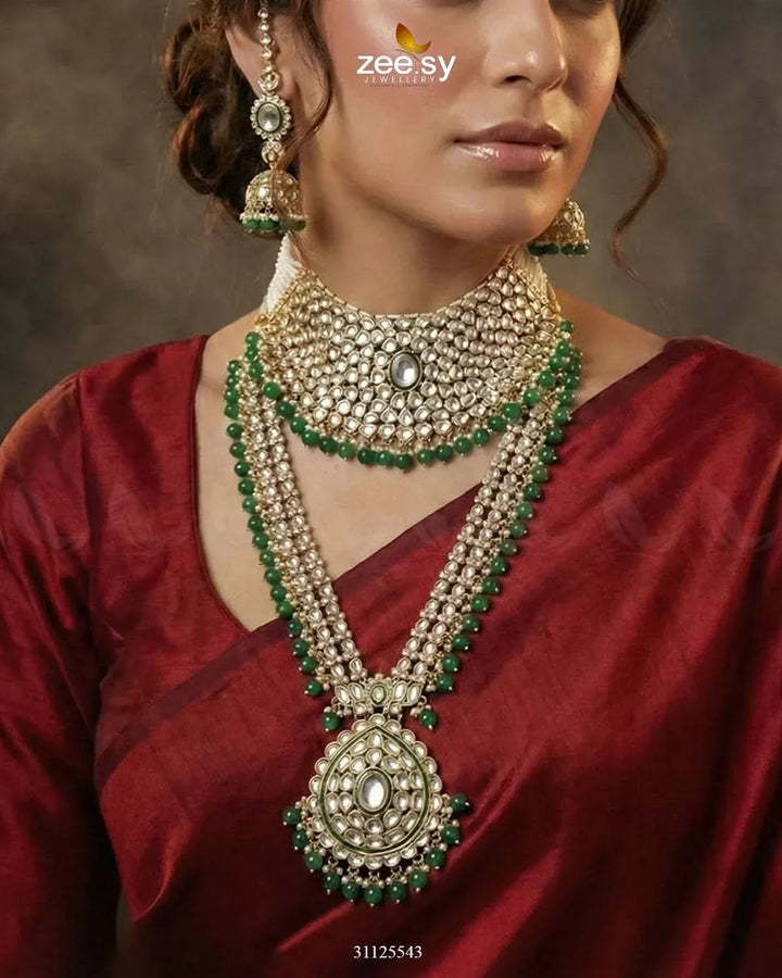 Jeweled Traditionnal Grand Bridal Set Bridal - Zeesy Jewellery Pakistan | Premium Artificial & Imitation Jewellery