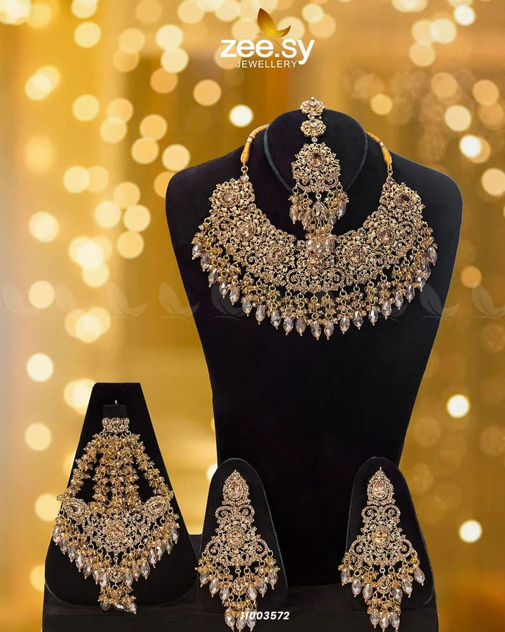 BRIDAL-0205 Champagne Bridal Set - Zeesy Jewellery Pakistan | Premium Artificial & Imitation Jewellery