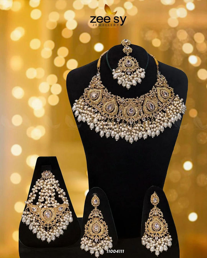 BRIDAL-0206 Pearl Bridal Set - Zeesy Jewellery Pakistan | Premium Artificial & Imitation Jewellery