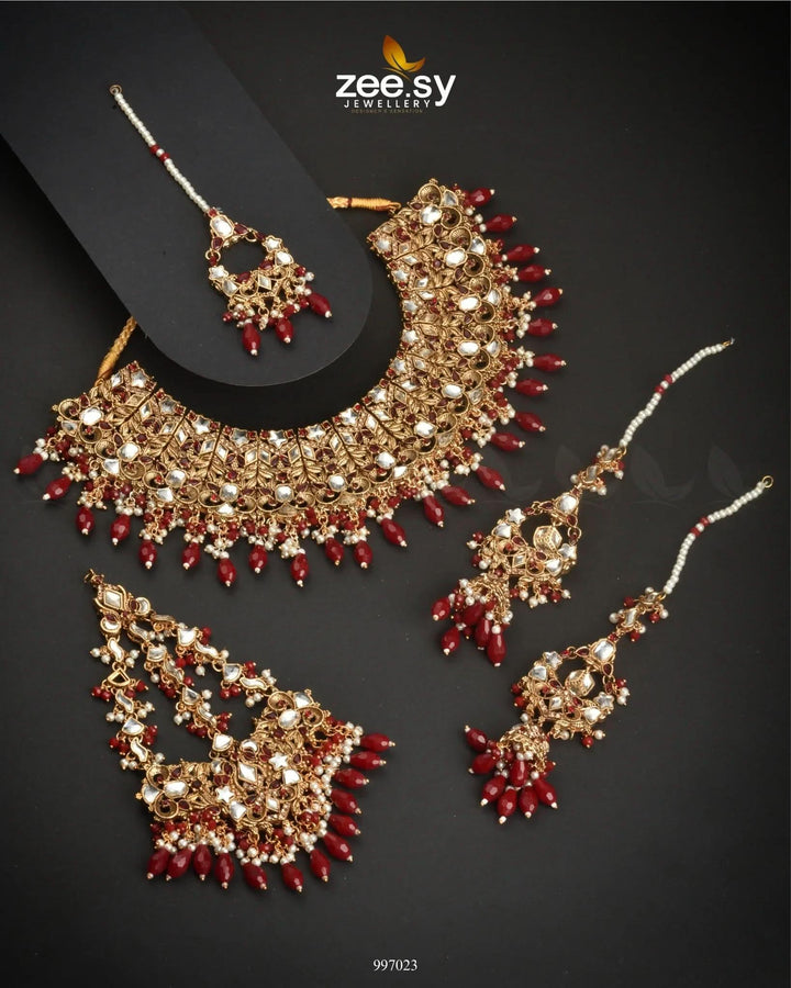 Flourishing Bridal Set Red Bridal Set - Zeesy Jewellery Pakistan | Premium Artificial & Imitation Jewellery
