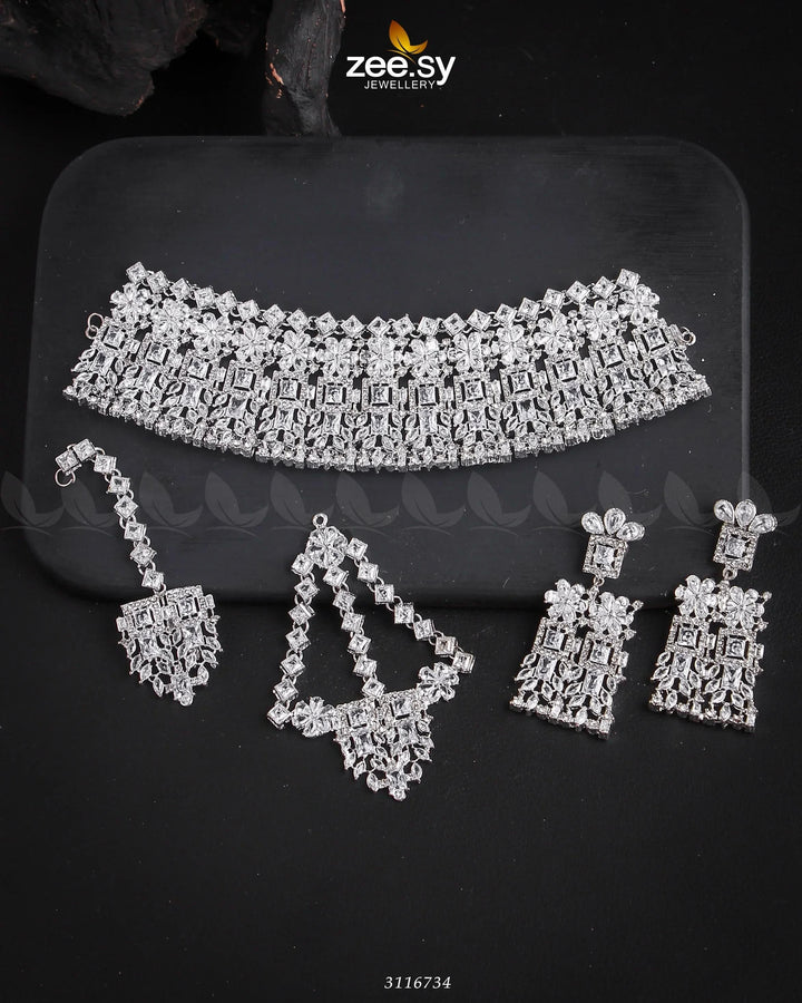 Rihanna Bridal Sets Silver Bridal Set - Zeesy Jewellery Pakistan | Premium Artificial & Imitation Jewellery