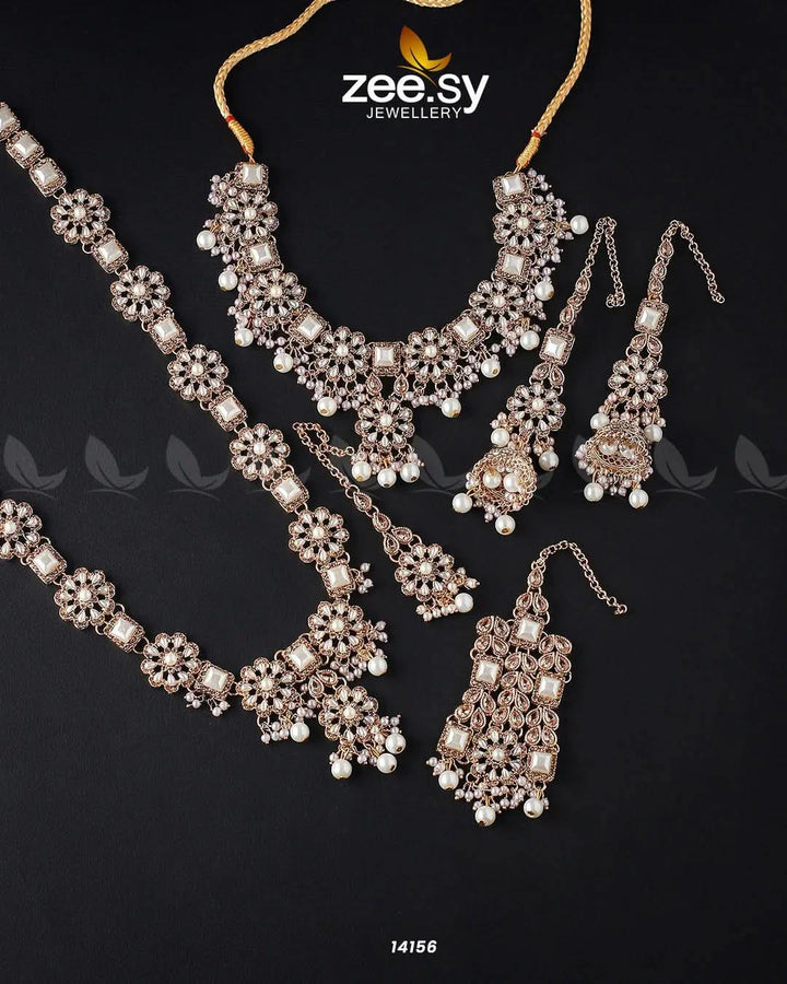 Armeria Bridal Set Golden Pearl Bridal Set - Zeesy Jewellery Pakistan | Premium Artificial & Imitation Jewellery