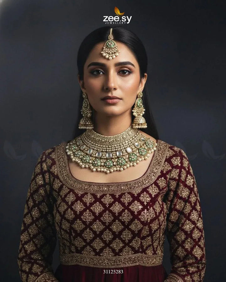 Royal Intricate Crystal Bridal Set Bridal Set - Zeesy Jewellery Pakistan | Premium Artificial & Imitation Jewellery